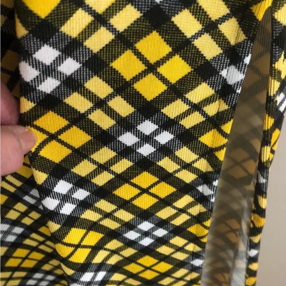 NWT MICHAEL KORS Yellow Plaid Maxi Dress Side Slit  Size P/S - Picture 3 of 3